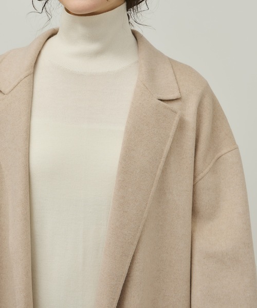 ADAM ET ROPE'（アダムエロペ）の「【EMOELLE】Colombo カシミヤブレンドリバーコート（その他アウター・レディース・ベージュ系その他/イエロー系その他3/チャコールグレー・38/36）」の11枚目の写真