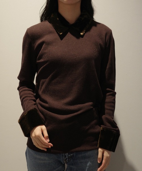 セール】CLANE VELOR COLLAR KNIT TOPS（ニット/セーター）｜CLANE