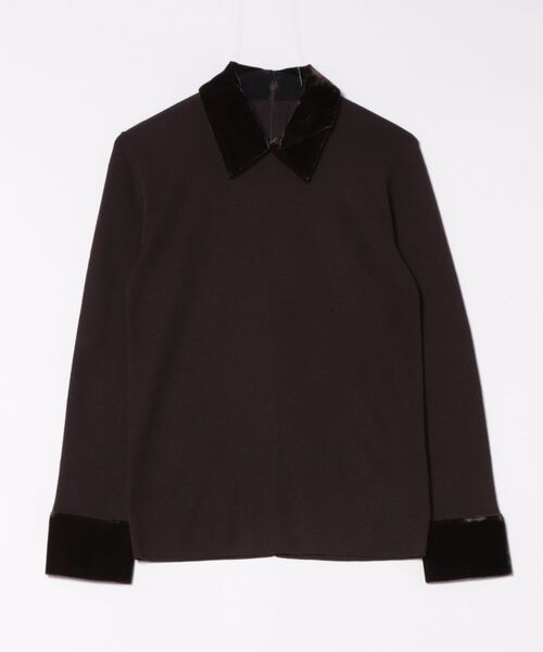 チョココロネ　Cニット ブラック CLANE - ダブルフェイス ヤク ニットトップス - W FACE HALF ZIP YAK