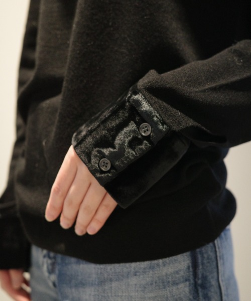 チョココロネ　Cニット ブラック CLANE - ダブルフェイス ヤク ニットトップス - W FACE HALF ZIP YAK