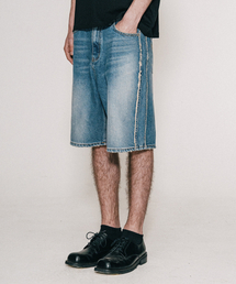 VASTIC（バスティック）の「サイドカットオフデニムハーフパンツ_ブルー（その他パンツ）」
