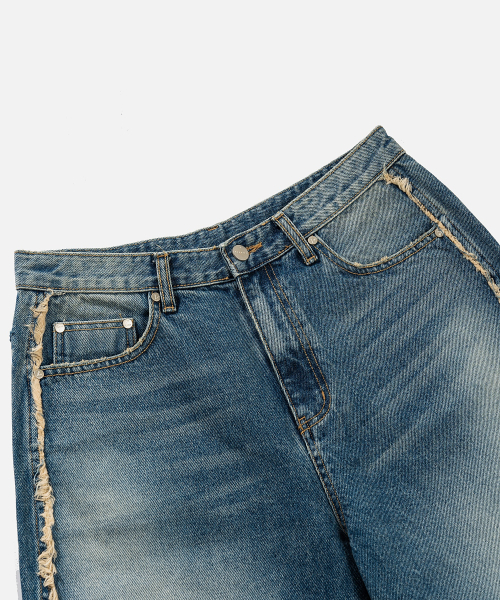VASTIC(バスティック)の「サイドカットオフデニムハーフパンツ_ブルー(その他パンツ・メンズ・その他・LARGE/MEDIUM/X-LARGE)」の5枚目の写真