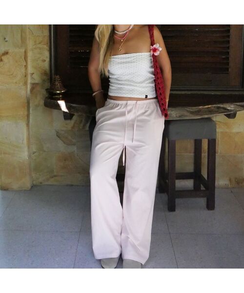 ナチュラルワイドパンツ ピンク