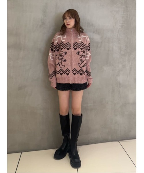 SLY(スライ)の「Grateful Dead x SLY JQ TOPS グレイトフルデッド スライ ジャガードトップス 秋服 冬服(ニット/セーター・レディース・杢グレー/ピンク・FREE)」の20枚目の写真