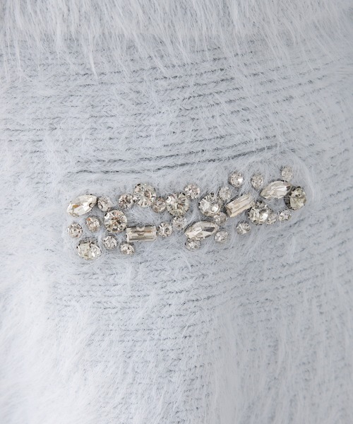 one after another NICE CLAUP（ワンアフターアナザーナイスクラップ）の「【Twinkle collection】ビジューシャギーセットアップ（セットアップ・レディース・サックスブルー/ブラック/オフホワイト・FREE）」の14枚目の写真