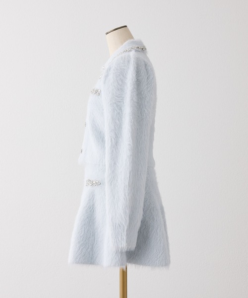 one after another NICE CLAUP（ワンアフターアナザーナイスクラップ）の「【Twinkle collection】ビジューシャギーセットアップ（セットアップ・レディース・サックスブルー/ブラック/オフホワイト・FREE）」の5枚目の写真