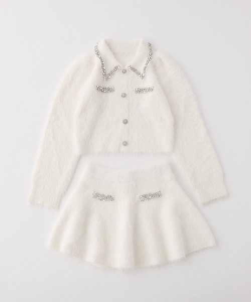 one after another NICE CLAUP（ワンアフターアナザーナイスクラップ）の「【Twinkle collection】ビジューシャギーセットアップ（セットアップ・レディース・サックスブルー/ブラック/オフホワイト・FREE）」の21枚目の写真