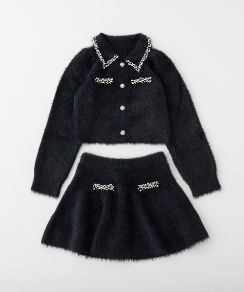 one after another NICE CLAUP（ワンアフターアナザーナイスクラップ）の「【Twinkle collection】ビジューシャギーセットアップ（セットアップ・レディース・サックスブルー/ブラック/オフホワイト・FREE）」の22枚目の写真