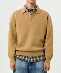 Line Point Collar Knit (camel)