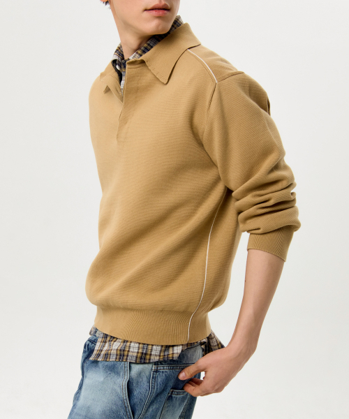 GARDEN EXPRESS(ガーデンエクスプレス)の「Line Point Collar Knit (camel)(ポロシャツ・メンズ・その他・LARGE/X-LARGE)」の2枚目の写真