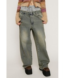 SLY（スライ）の「LAYERED WAIST DOCKING PT レイヤード ウエスト ドッキング パンツ（デニムパンツ）」