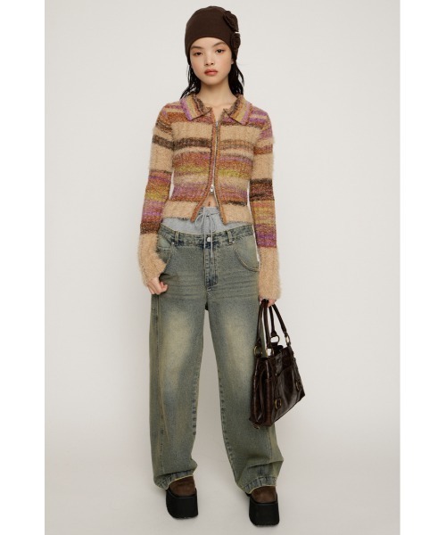 SLY（スライ）の「LAYERED WAIST DOCKING PT レイヤード ウエスト ドッキング パンツ 秋服 冬服（デニムパンツ・レディース・ライトブルー・1/2）」の9枚目の写真