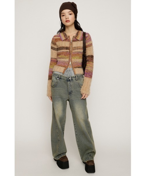 SLY（スライ）の「LAYERED WAIST DOCKING PT レイヤード ウエスト ドッキング パンツ 秋服 冬服（デニムパンツ・レディース・ライトブルー・1/2）」の8枚目の写真