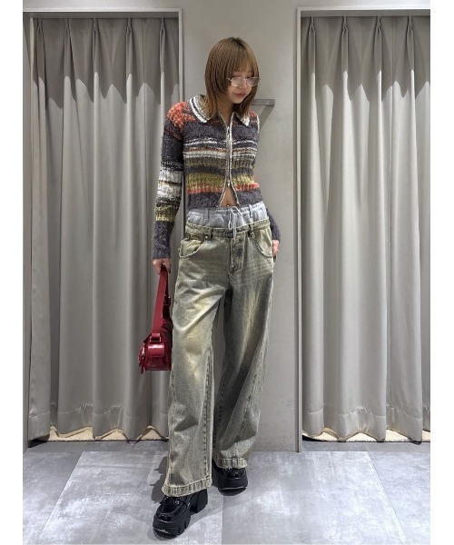 SLY（スライ）の「LAYERED WAIST DOCKING PT レイヤード ウエスト ドッキング パンツ 秋服 冬服（デニムパンツ・レディース・ライトブルー・1/2）」の16枚目の写真
