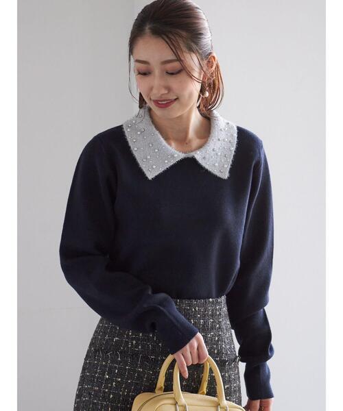 Te chichi（テチチ）の「ラメフェザーデコラカラーニット（ニット/セーター・レディース・ブラック/グレー/ネイビー・F）」の3枚目の写真