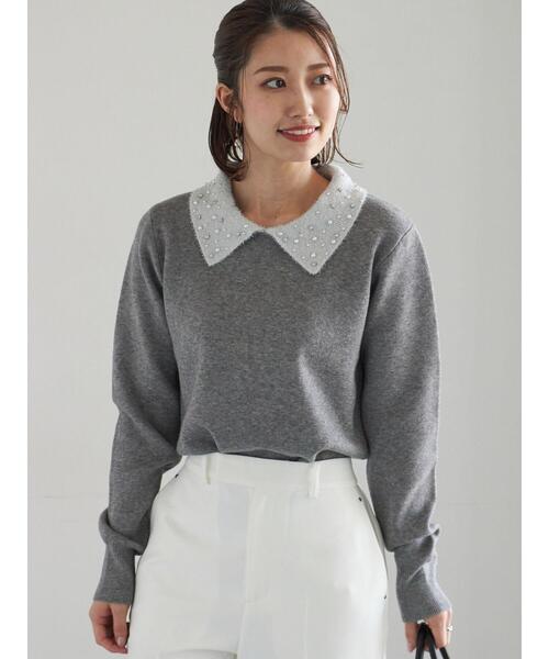 Te chichi（テチチ）の「ラメフェザーデコラカラーニット（ニット/セーター・レディース・ブラック/グレー/ネイビー・F）」の2枚目の写真