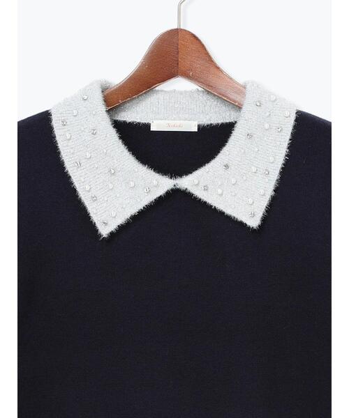 Te chichi（テチチ）の「ラメフェザーデコラカラーニット（ニット/セーター・レディース・ブラック/グレー/ネイビー・F）」の7枚目の写真