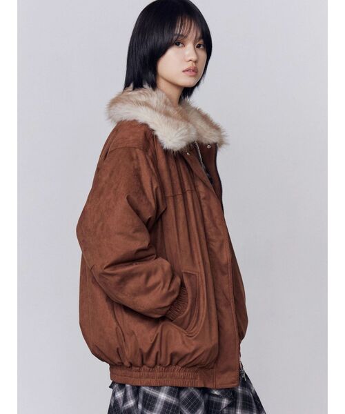 EMODA（エモダ）の「フェイクレザーブルゾン（ブルゾン・レディース・ブラック/ブラウン/ベージュ・MEDIUM/SMALL）」の5枚目の写真