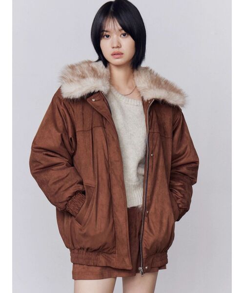 EMODA（エモダ）の「フェイクレザーブルゾン（ブルゾン・レディース・ブラック/ブラウン/ベージュ・MEDIUM/SMALL）」の8枚目の写真