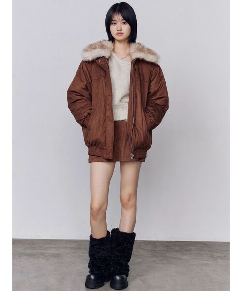 EMODA（エモダ）の「フェイクレザーブルゾン（ブルゾン・レディース・ブラック/ブラウン/ベージュ・MEDIUM/SMALL）」の10枚目の写真