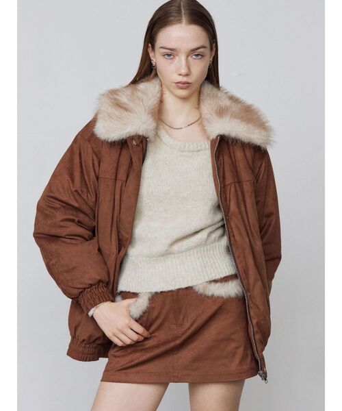 EMODA（エモダ）の「フェイクレザーブルゾン（ブルゾン・レディース・ブラック/ブラウン/ベージュ・MEDIUM/SMALL）」の12枚目の写真