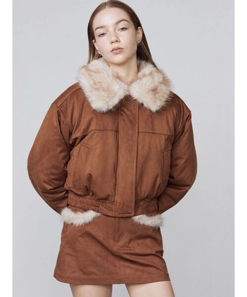 EMODA（エモダ）の「フェイクレザーブルゾン（ブルゾン・レディース・ブラック/ブラウン/ベージュ・MEDIUM/SMALL）」の14枚目の写真