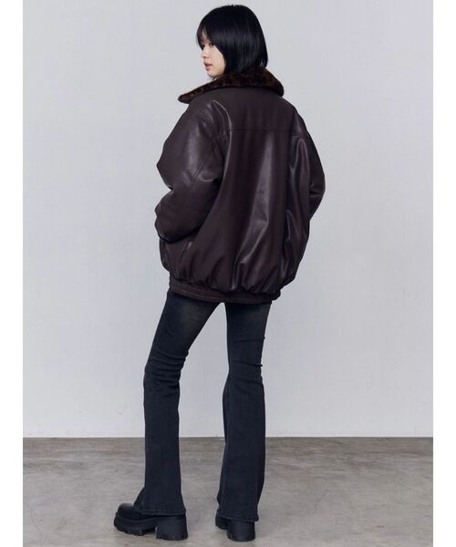 EMODA（エモダ）の「フェイクレザーブルゾン（ブルゾン・レディース・ブラック/ブラウン/ベージュ・MEDIUM/SMALL）」の20枚目の写真