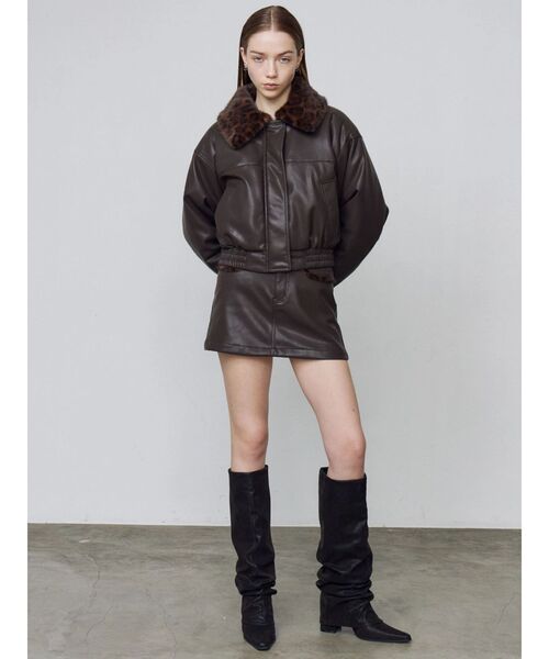 EMODA（エモダ）の「フェイクレザーブルゾン（ブルゾン・レディース・ブラック/ブラウン/ベージュ・MEDIUM/SMALL）」の22枚目の写真