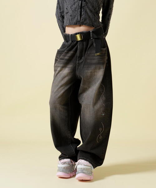 SIS(エスアイエス)の「SIS/エスアイエス/Studs Denim Pants(デニムパンツ・レディース・ブルー/ブラック・L/M)」の5枚目の写真