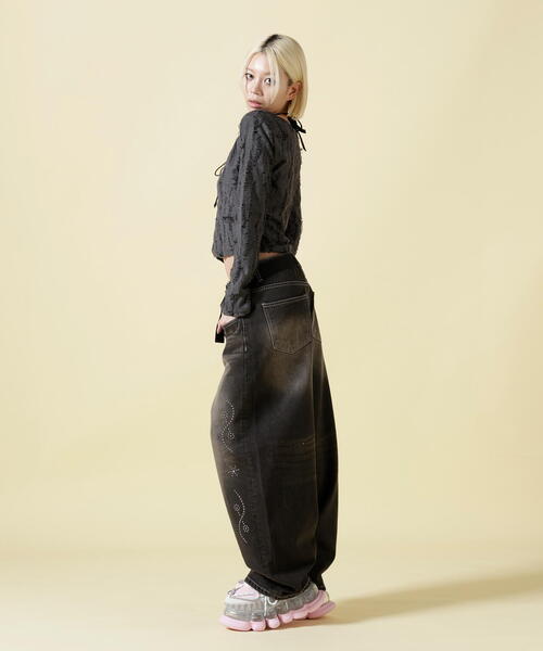 SIS(エスアイエス)の「SIS/エスアイエス/Studs Denim Pants(デニムパンツ・レディース・ブルー/ブラック・L/M)」の8枚目の写真