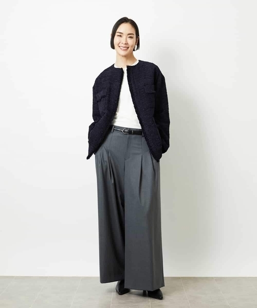MICHEL KLEIN(ミッシェル・クラン)の「2タックワイドパンツ(その他パンツ・レディース・ライトベージュ/チャコールグレー・38)」の20枚目の写真