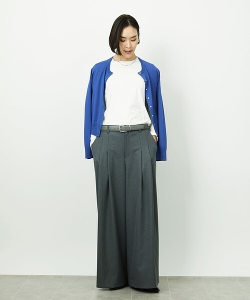 MICHEL KLEIN(ミッシェル・クラン)の「2タックワイドパンツ(その他パンツ・レディース・ライトベージュ/チャコールグレー・38)」の16枚目の写真