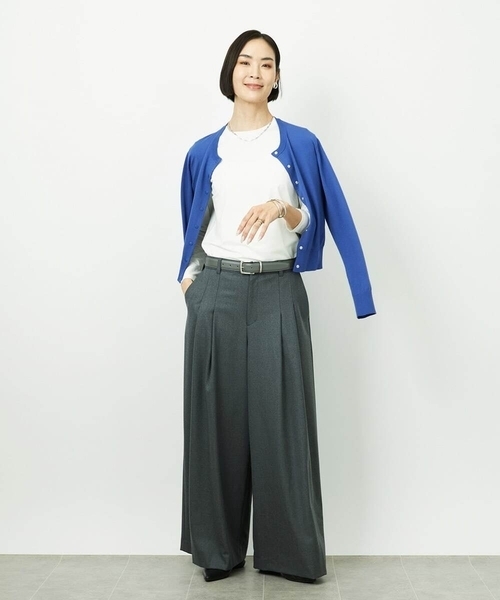 MICHEL KLEIN(ミッシェル・クラン)の「2タックワイドパンツ(その他パンツ・レディース・ライトベージュ/チャコールグレー・38)」の15枚目の写真