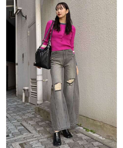 MURUA（ムルーア）の「レクタングルボストンバッグ（ボストンバッグ・レディース・ベージュ/ブラック・FREE）」の4枚目の写真