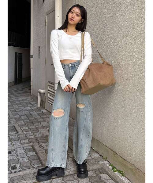 MURUA（ムルーア）の「レクタングルボストンバッグ（ボストンバッグ・レディース・ベージュ/ブラック・FREE）」の15枚目の写真