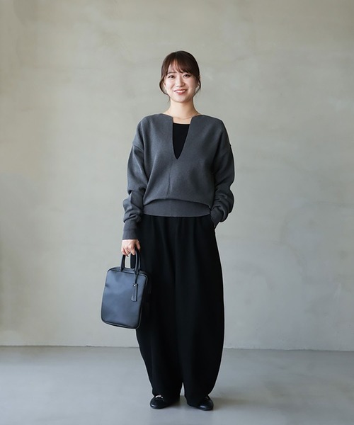 solamonat poche(ソラモナポッシェ)の「ウール カーヴィーパンツ(その他パンツ・レディース・グレー/ハウンドトゥース/チェック/Black・2/1/0)」の20枚目の写真