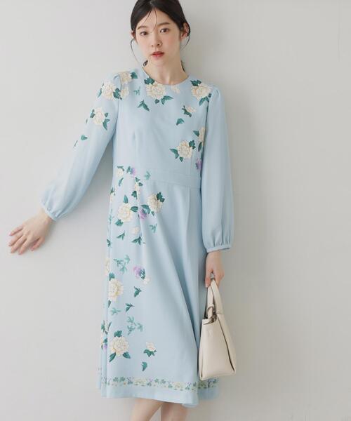 Sunauna（スーナウーナ）の「【SS～L】オリエンタルプリントワンピース（ワンピース・レディース・ネイビー系1/ベージュ系その他4/ネイビー系/グリーン系2/ブルー系5/ピンク系5・34/40/38/36）」の6枚目の写真