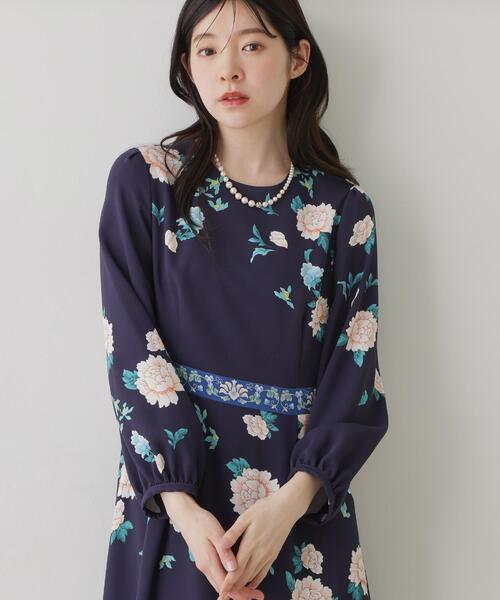 Sunauna（スーナウーナ）の「【SS～L】オリエンタルプリントワンピース（ワンピース・レディース・ネイビー系1/ベージュ系その他4/ネイビー系/グリーン系2/ブルー系5/ピンク系5・34/40/38/36）」の16枚目の写真