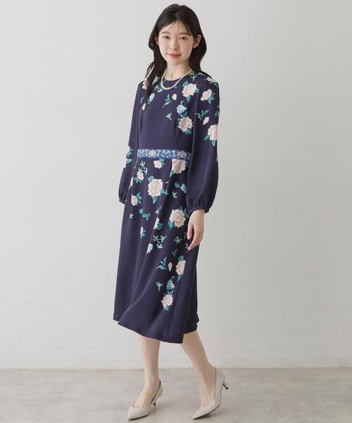 Sunauna（スーナウーナ）の「【SS～L】オリエンタルプリントワンピース（ワンピース・レディース・ネイビー系1/ベージュ系その他4/ネイビー系/グリーン系2/ブルー系5/ピンク系5・34/40/38/36）」の10枚目の写真