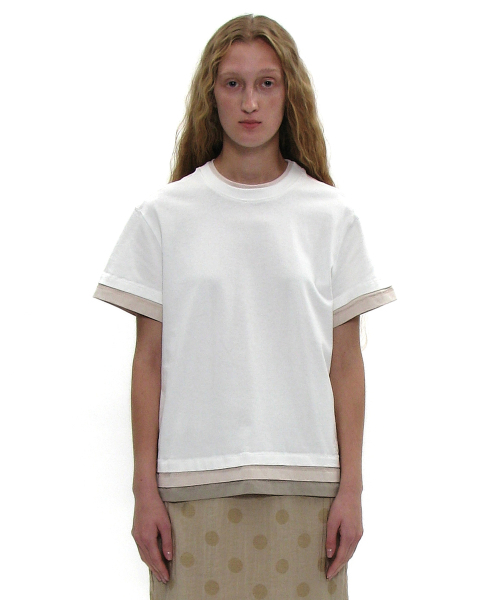 PARTIMENTO WOMEN(パルティメントウィメン)の「マルチレイヤードショートスリーブTシャツ_ホワイト(Tシャツ/カットソー・レディース・その他・ONE SIZE)」の1枚目の写真