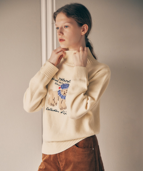 ROLAROLA（ロラロラ）の「PUPPY JACQUARD HIGH NECK KNIT IVORY（ニット/セーター・レディース・アイボリー・FREE）」の2枚目の写真