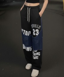 Pt18kg（プラチナイチハチキログラム）の「異素材ミックス×カラーブロックバギーデニム（デニムパンツ）」