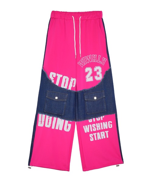Pt18kg(プラチナイチハチキログラム)の「異素材ミックス×カラーブロックバギーデニム(デニムパンツ・レディース・ピンク/レッド/ブラック/グリーン・FREE)」の22枚目の写真
