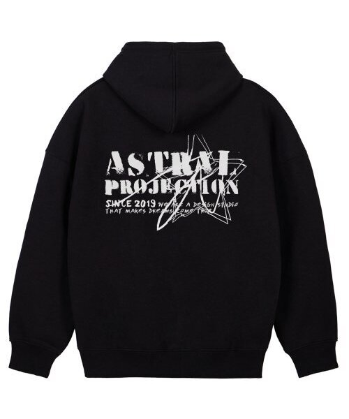 ASTRAL PROJECTION(アストラルプロジェクション)の「ヴィンテージレタリングオーバーサイズワイドショルダーフードパーカー_ブラック(パーカー・メンズ・その他・X-LARGE/XX-LARGE/LARGE/MEDIUM)」の1枚目の写真