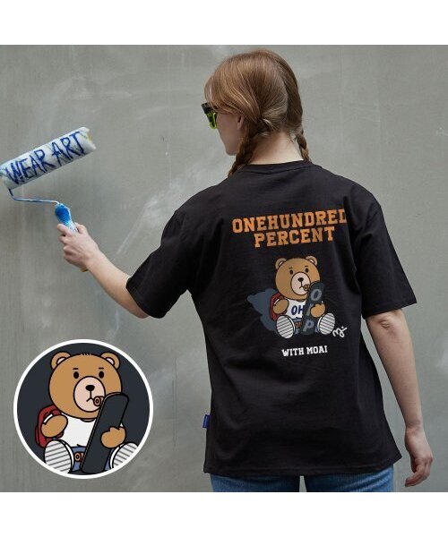 ONEHUNDREDPERCENT FOR WOMAN(ワンハンドレッドパーセントフォーウーマン)の「OHP x MOAI ボードボーイ セミオーバー 半袖Tシャツ2(Tシャツ/カットソー・レディース・その他・S/M/L/2XL/XL)」の1枚目の写真