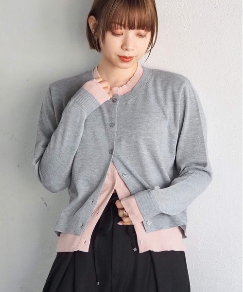 tiptop（ティップトップ）の「配色レイヤードクルーネックカーディガン（カーディガン/ボレロ・レディース・ネイビー/チャコールグレー/グレー/レッド・FREE）」の20枚目の写真