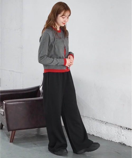 tiptop（ティップトップ）の「配色レイヤードクルーネックカーディガン（カーディガン/ボレロ・レディース・ネイビー/チャコールグレー/グレー/レッド・FREE）」の11枚目の写真