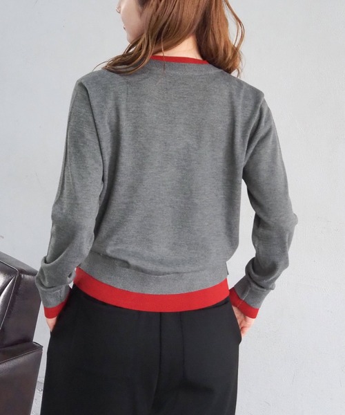 tiptop（ティップトップ）の「配色レイヤードクルーネックカーディガン（カーディガン/ボレロ・レディース・ネイビー/チャコールグレー/グレー/レッド・FREE）」の12枚目の写真