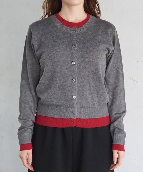 tiptop（ティップトップ）の「配色レイヤードクルーネックカーディガン（カーディガン/ボレロ・レディース・ネイビー/チャコールグレー/グレー/レッド・FREE）」の14枚目の写真