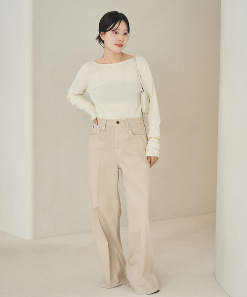 plage（プラージュ）の「Healthy denim / ヘルシーデニム 別注 WIDE デニムパンツ(ベージュ)（デニムパンツ・レディース・ベージュ系その他・24/23/25）」の3枚目の写真